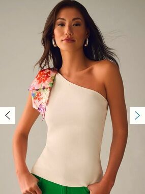 Maeve by anthropologie one -Shoulder Top with bow size M